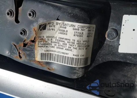 2002 Saturn S-Series Sl1 из США, поврежденный, VIN 1G8ZG52812Z198597